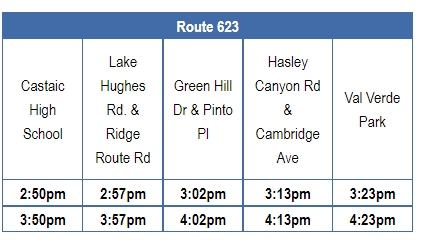 Route 623 schedule